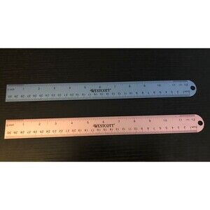 Stainless Westcott Office Ruler with Non Slip Cork Base 12 inch Lot of 2 Steel